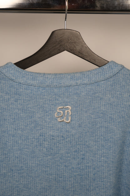 Sky Blue Knitted Henley