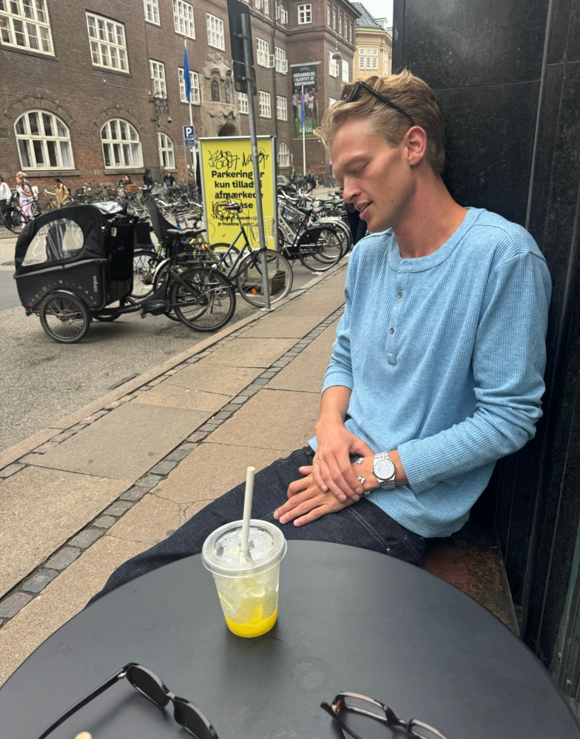 Sky Blue Knitted Henley